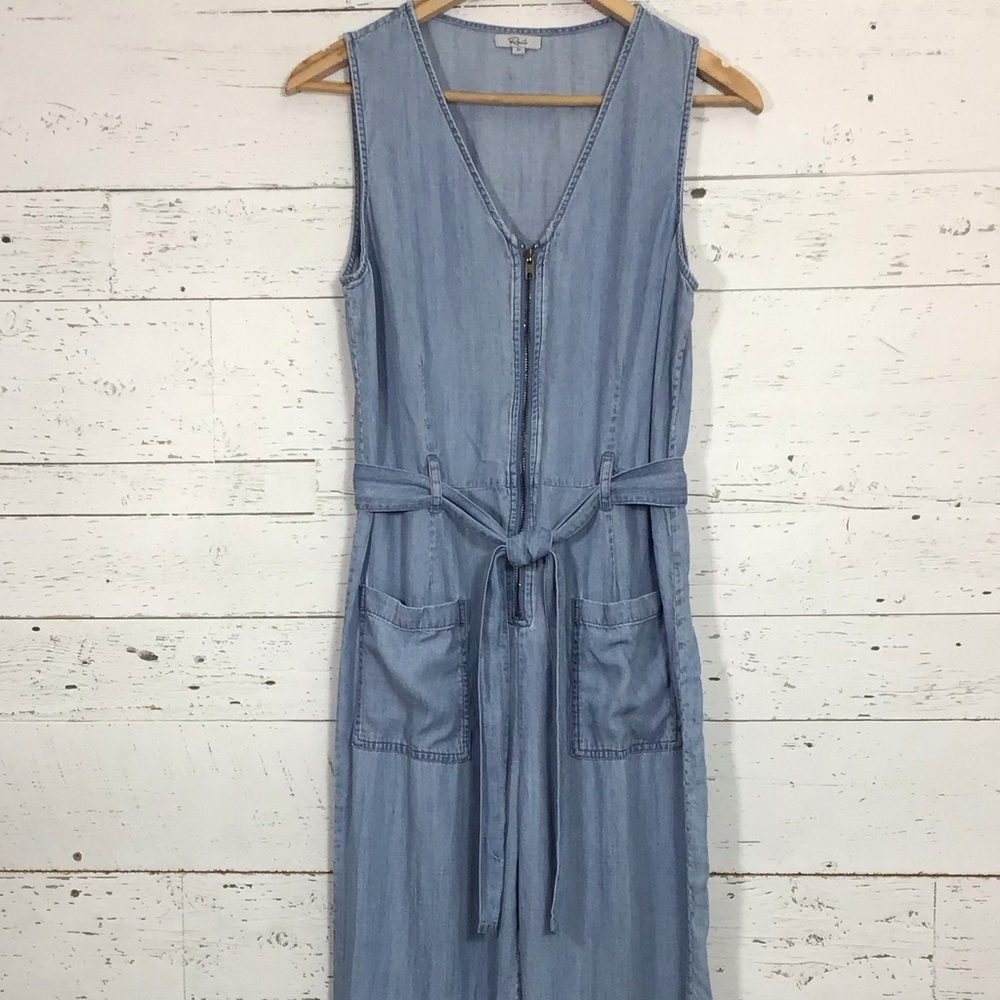 Rails Luke Belted Zip Front Jumpsuit Chambray Lyo… - image 6